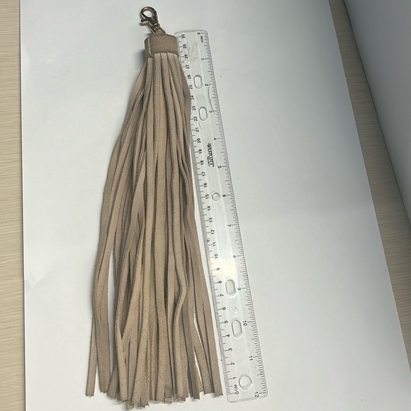 12” Long Suede Attachment Tassel Taupe Beige - Picture 1 of 4